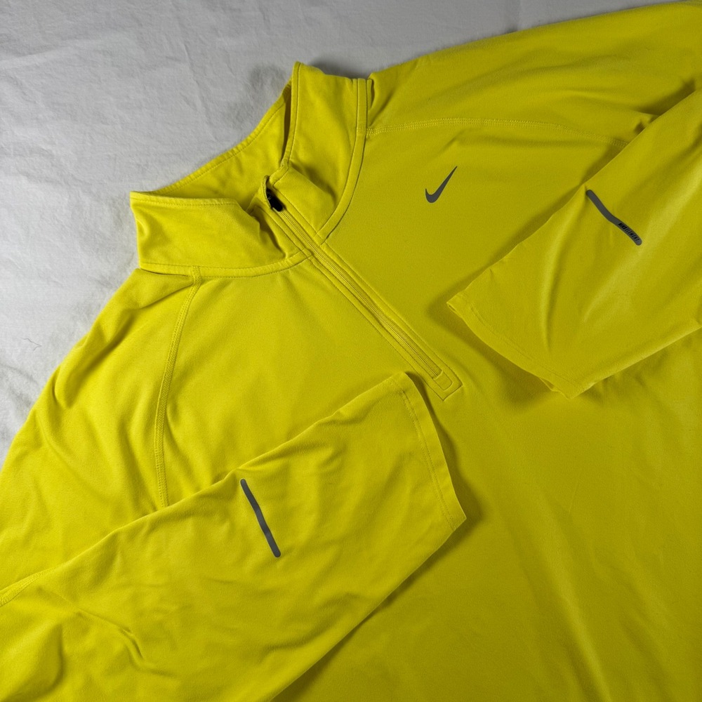 Nike Men's Size XXL Neon Yellow Dri-Fit Element 1/4 Zip Running Pullover